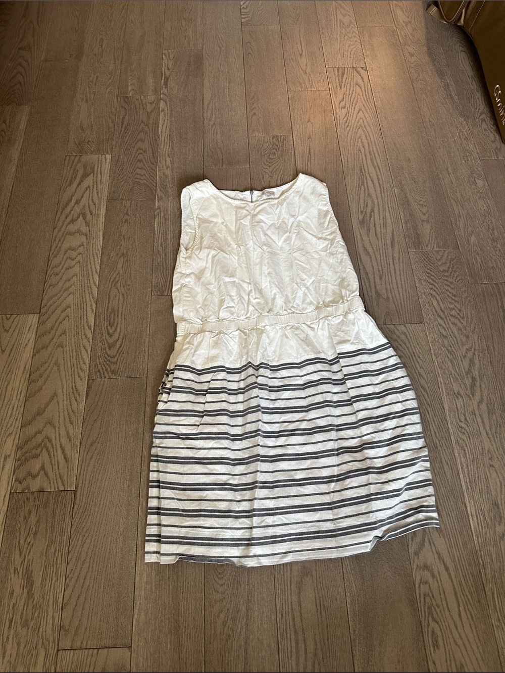 GAP White Sleeveless Dress with Navy Stripes
